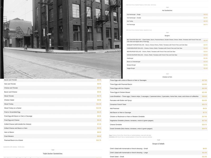 Patrician Grill Menu