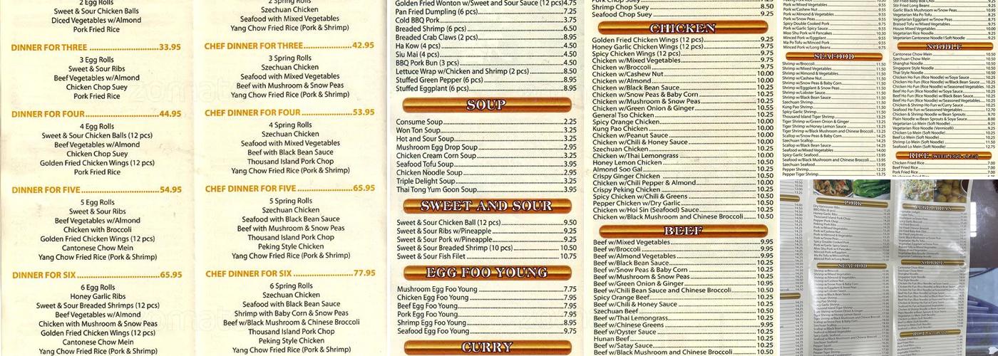 Eastern Sense Chinese Restaurant Menu