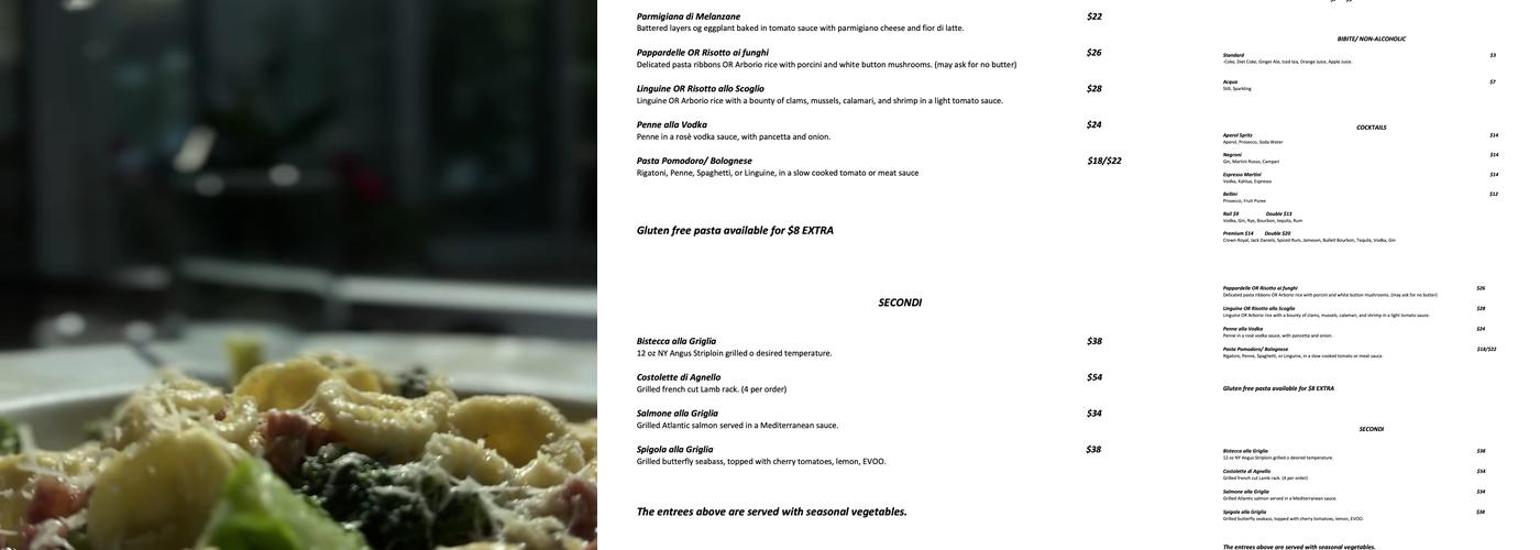 Botticelli Restaurant Menu