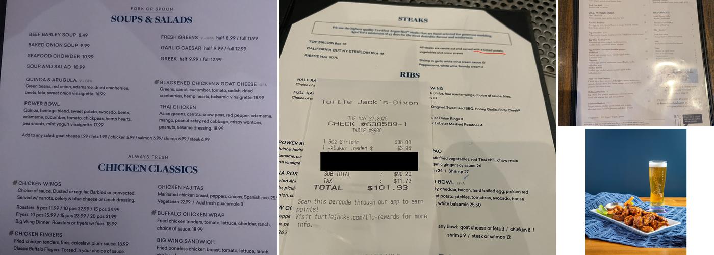 Turtle Jack's Etobicoke Menu