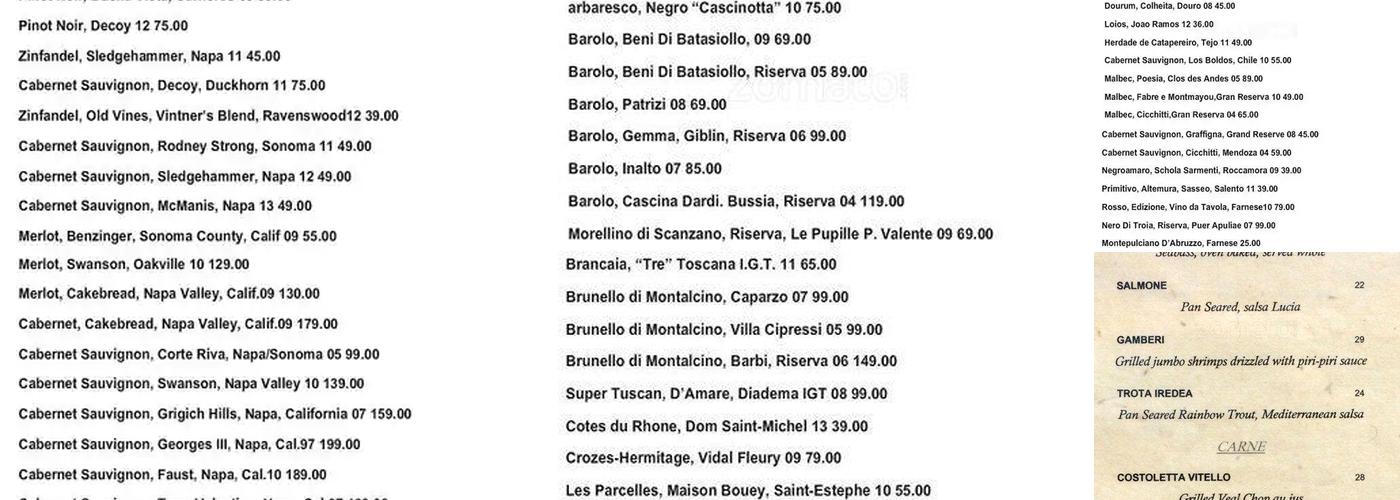 Luci Restaurant Menu