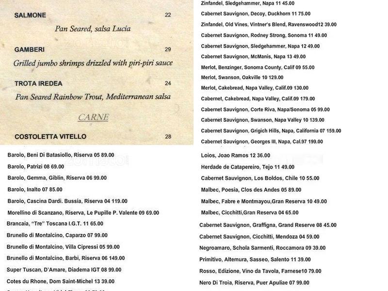 Luci Restaurant Menu