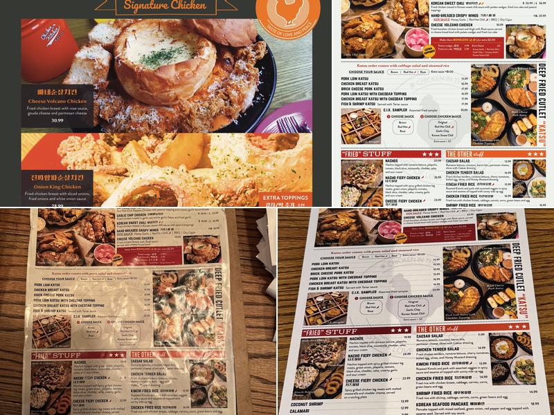 Chicken in the Kitchen Menu