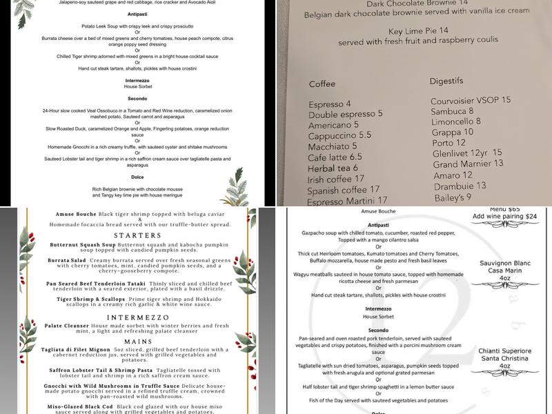 12 Tables Menu