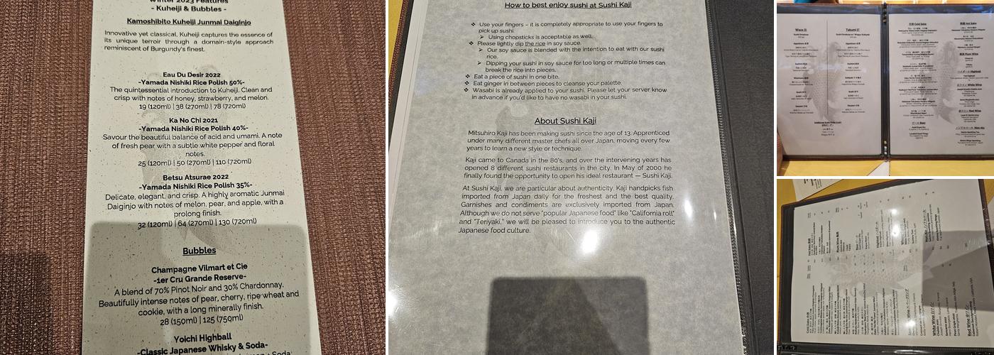 Sushi Kaji Restaurant Menu