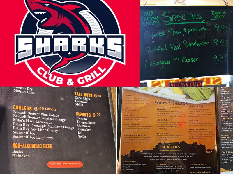 Sharks Club and grill Menu