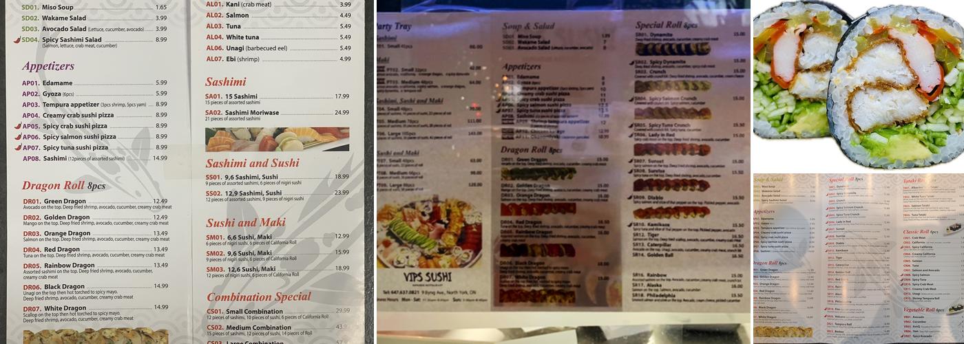 VIPS Sushi Menu