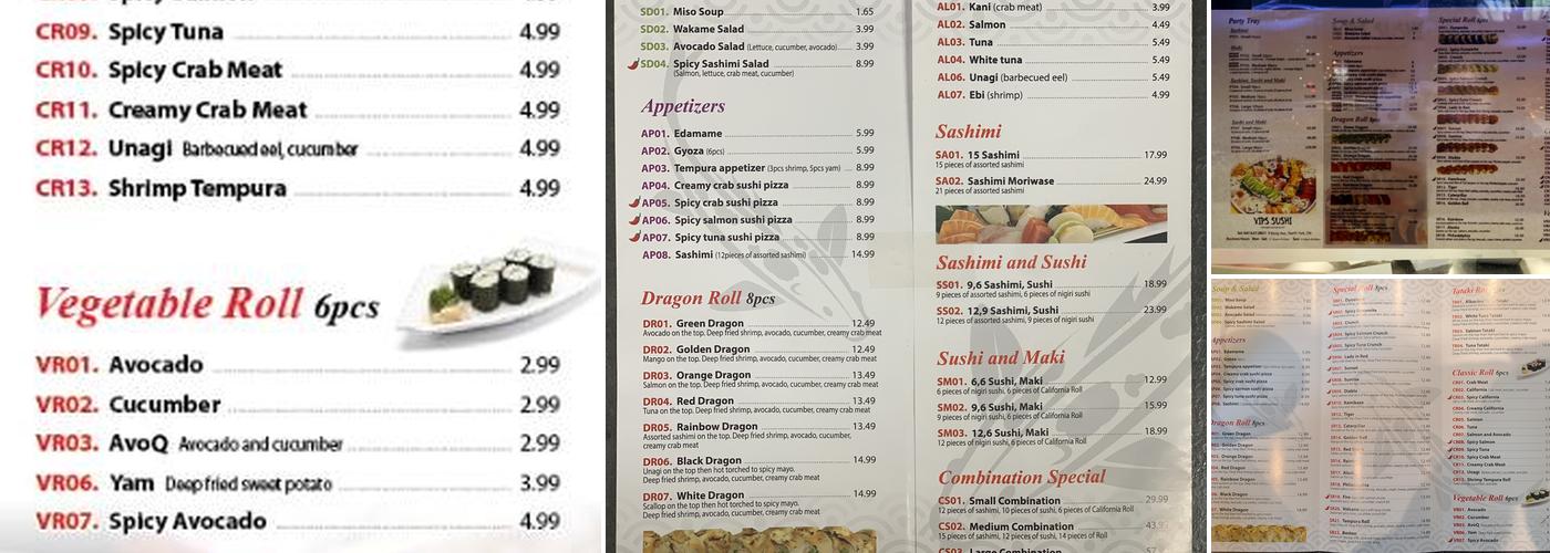 VIPS Sushi Menu