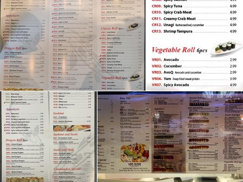 VIPS Sushi Menu