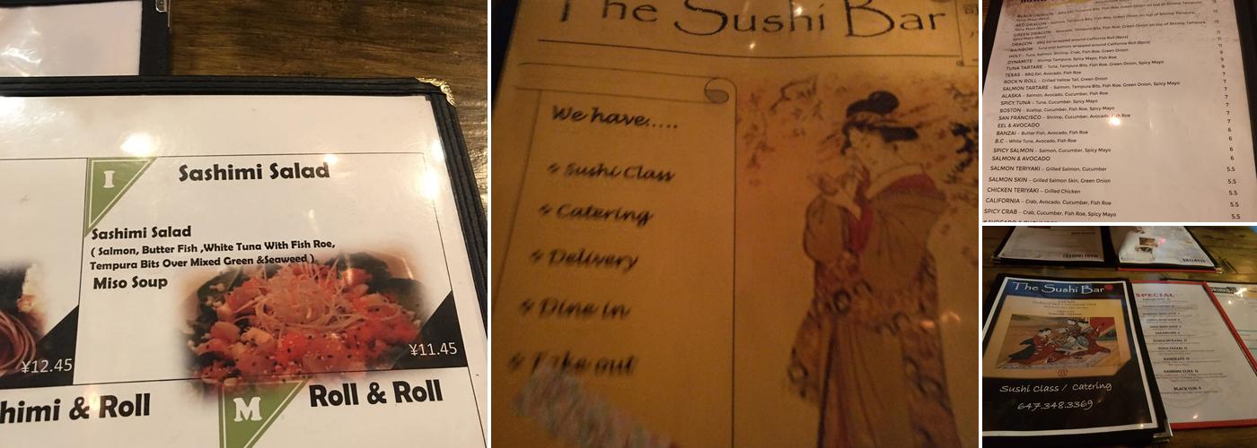 The Sushi Bar Menu