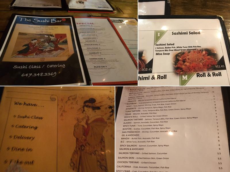 The Sushi Bar Menu
