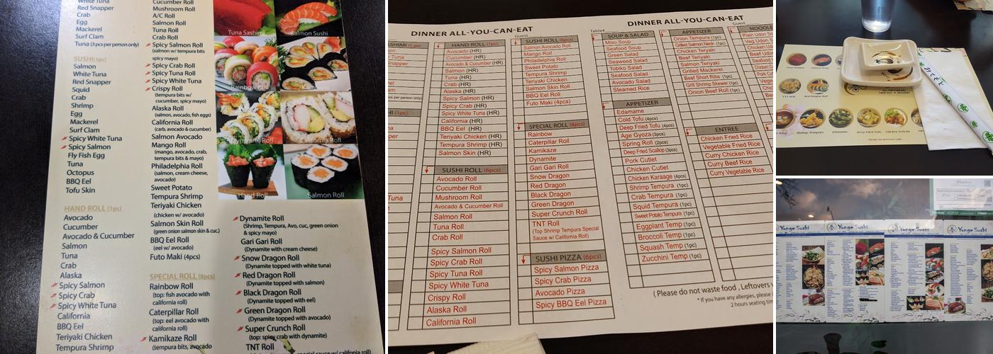Yonge Sushi Menu