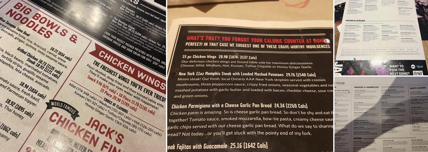 Jack's Vaughan Menu