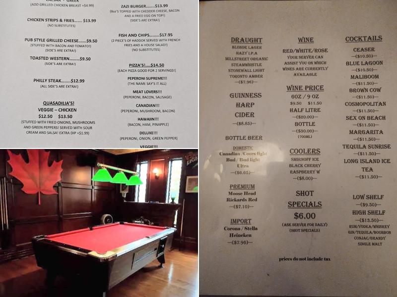 Pearson Pub Menu