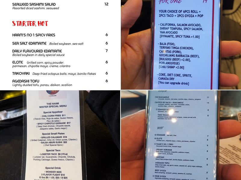 The Haam (Sushi & Taco) Menu