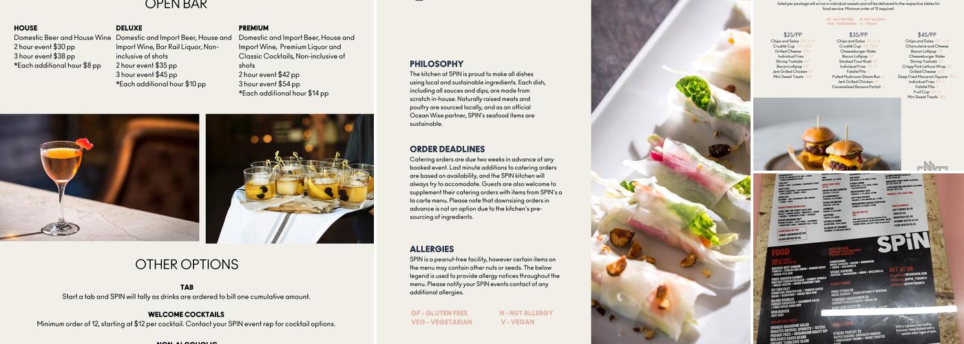 SPIN Toronto Menu