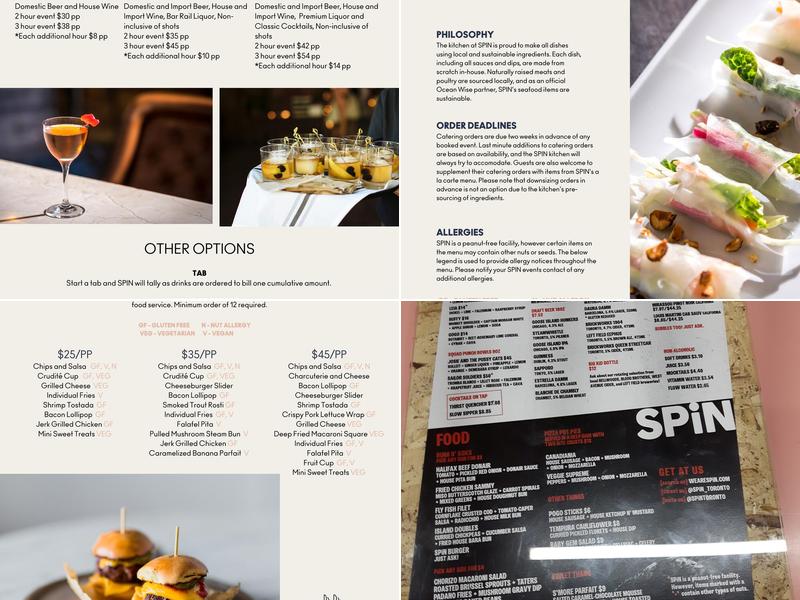 SPIN Toronto Menu
