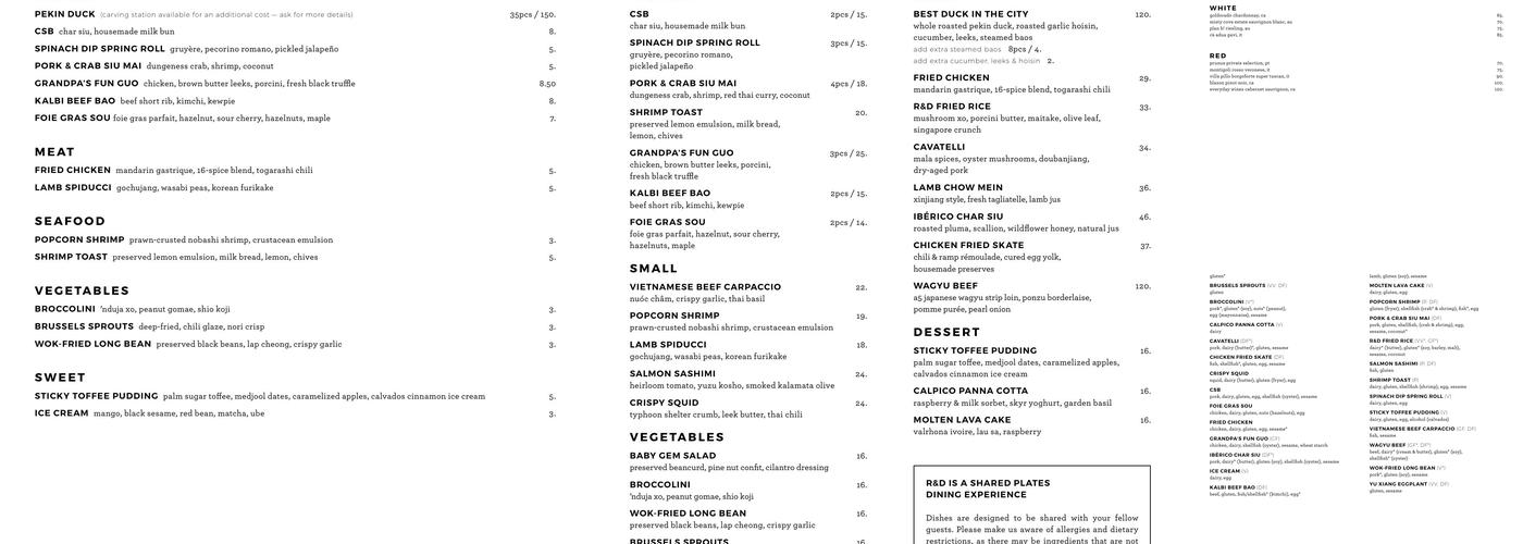 R&D Menu