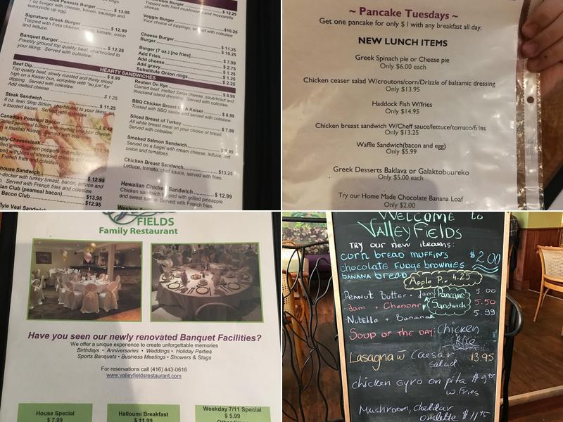 Valley Fields Restaurant Menu