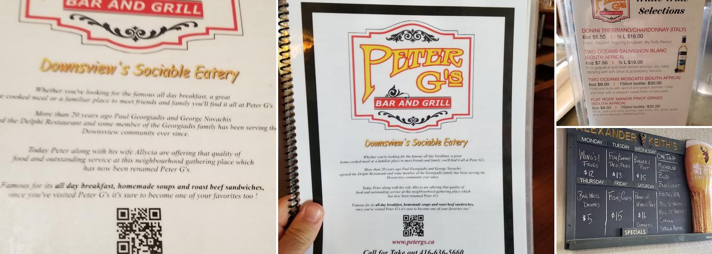 Peter G's Bar And Grill Menu