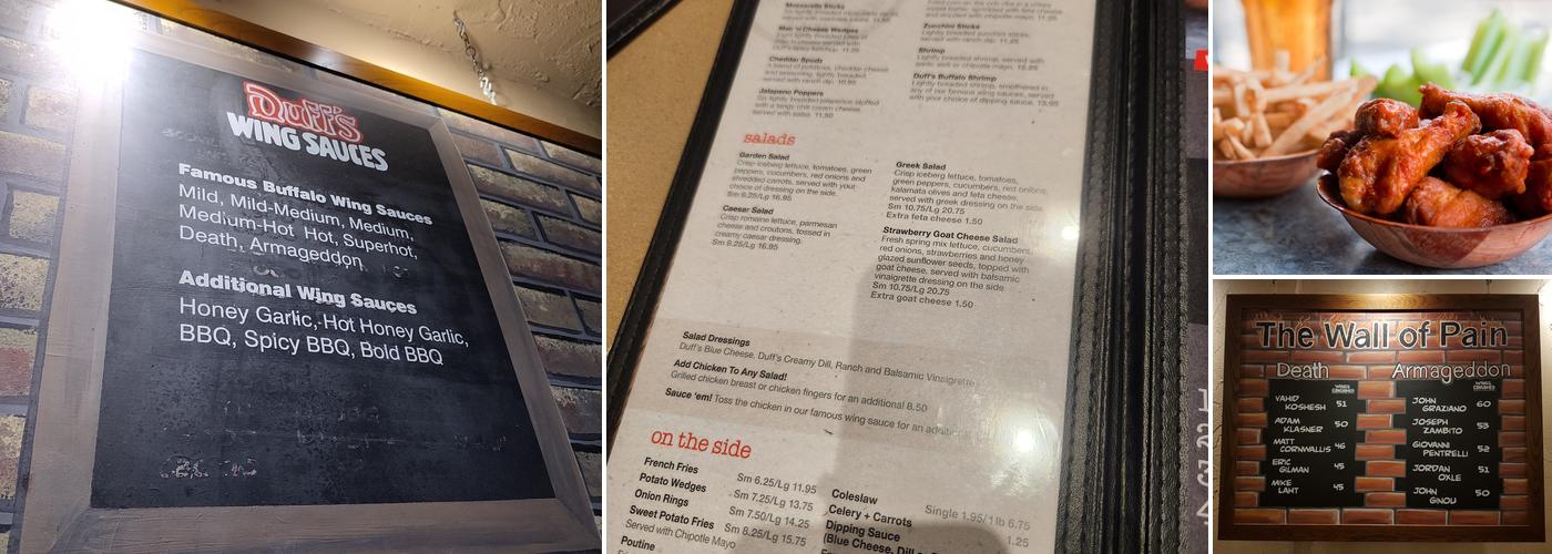 Duff's Famous Wings Menu