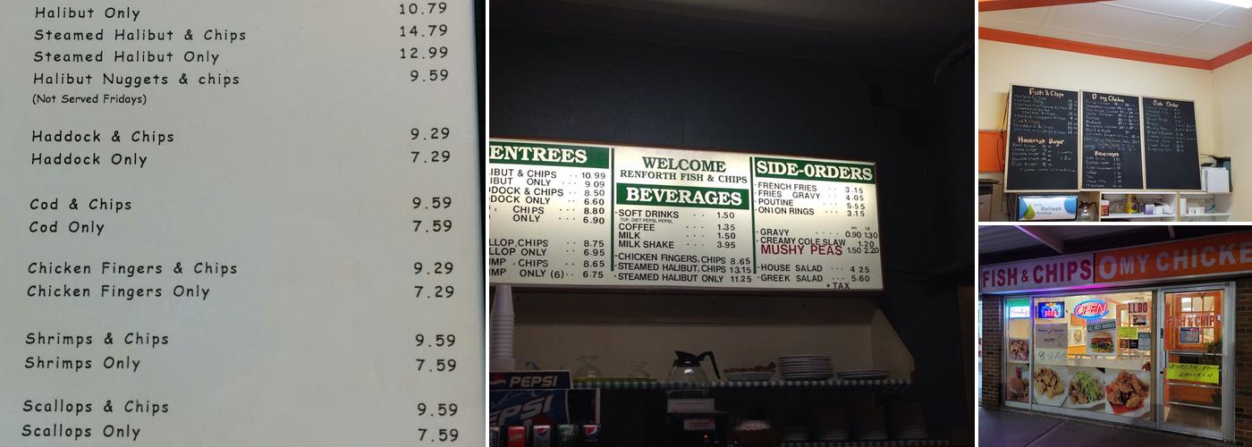 Renforth Mall Fish & Chips Menu