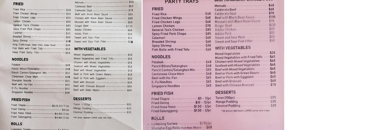 The Sun Barbecue Co. Menu