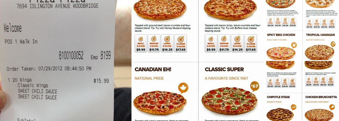 Pizza Pizza Menu