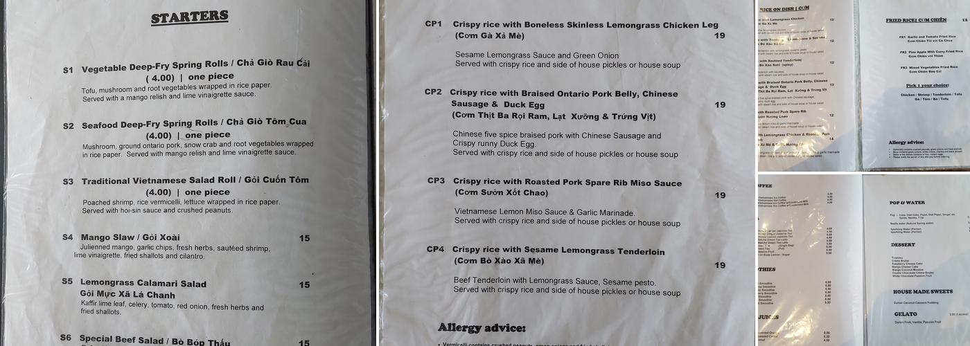 Pho Real Menu