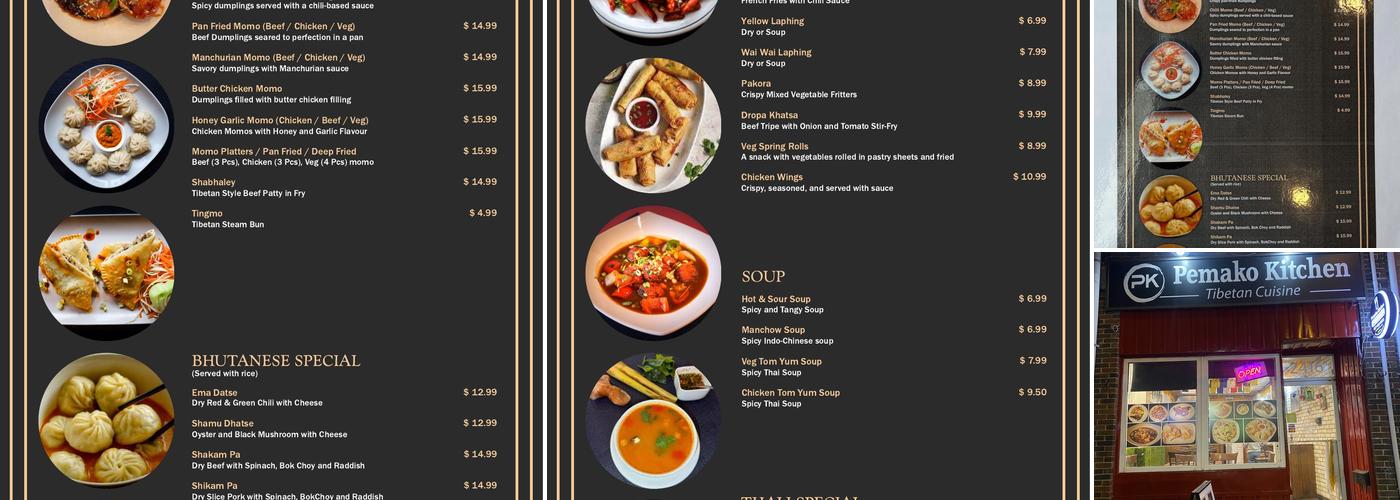 Pemako Kitchen Menu