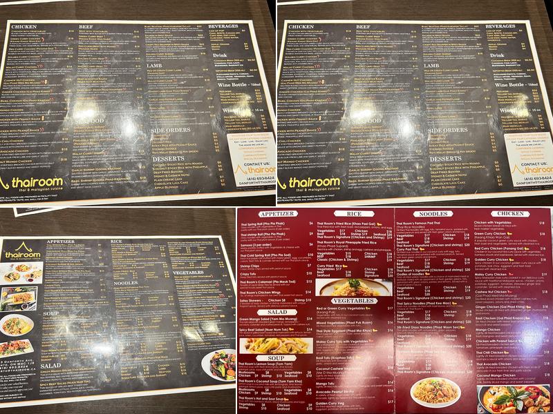Thai Room Menu