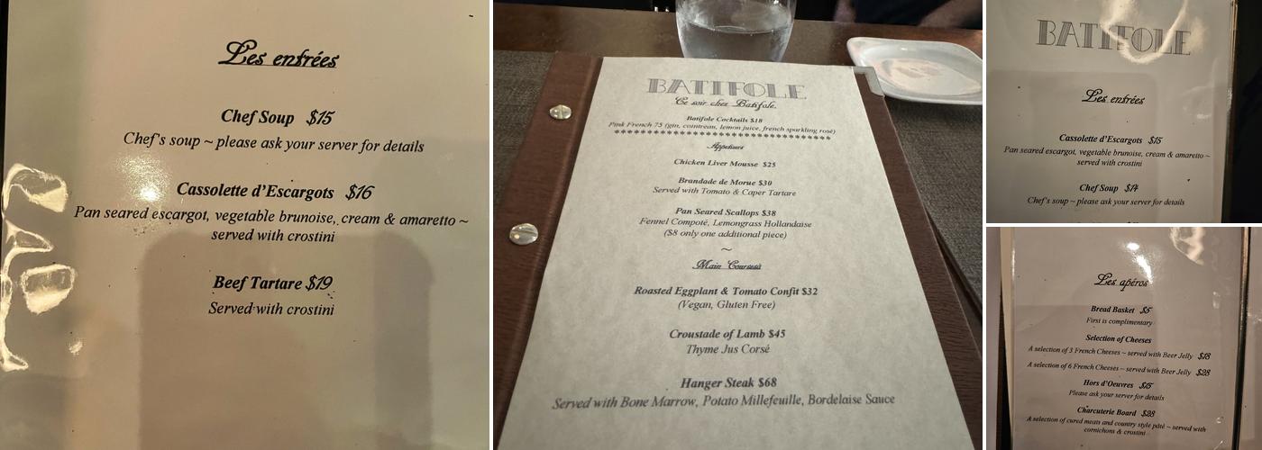 Batifole Menu