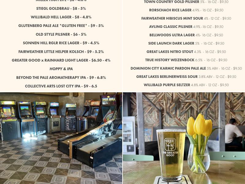 The Greater Good Menu