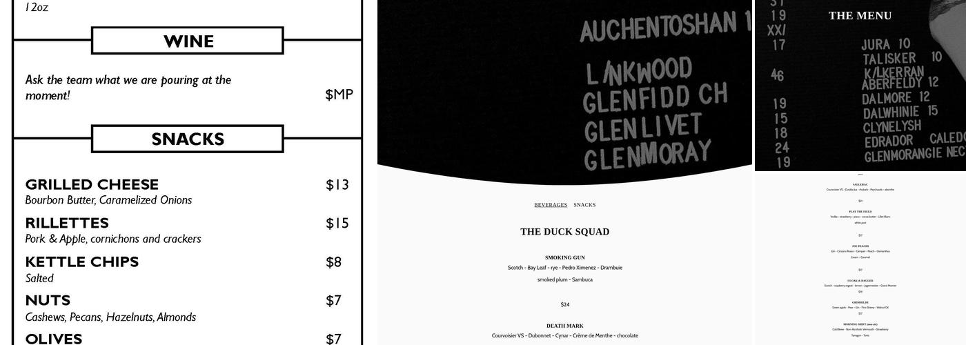 The Coldroom Menu
