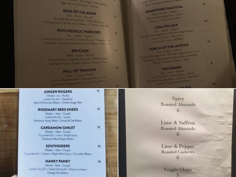 Long Table Distillery Menu