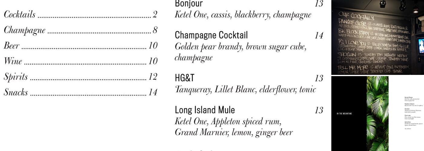 Hello Goodbye Bar Menu