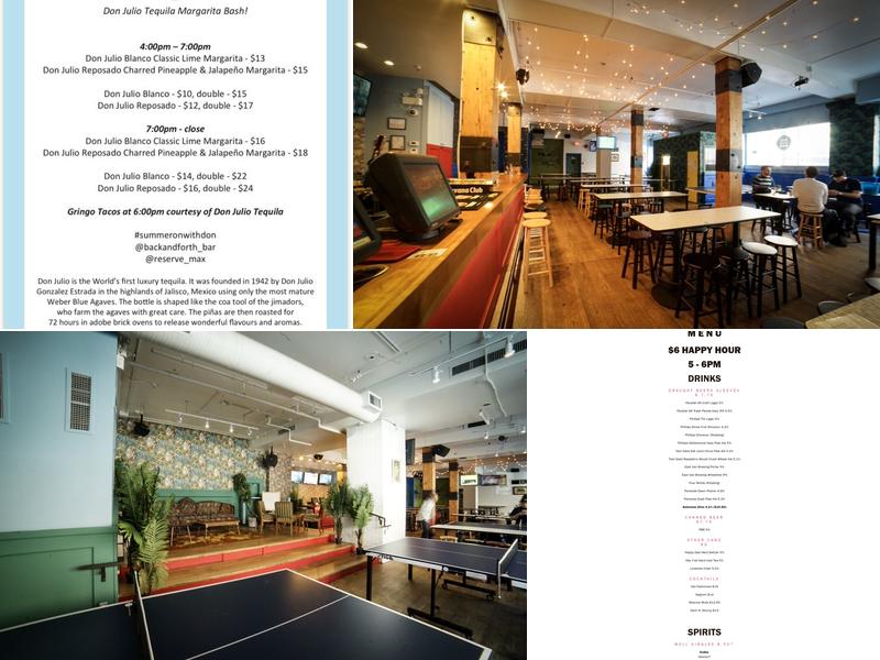 Back and Forth Bar Menu