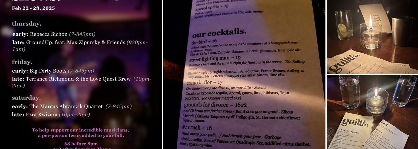 Guilt & Co Menu