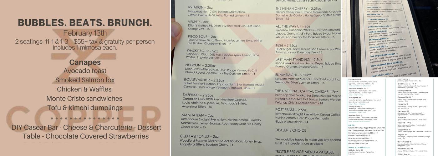 Copper Spirits and Sights Menu