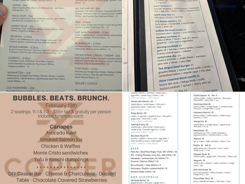 Copper Spirits and Sights Menu