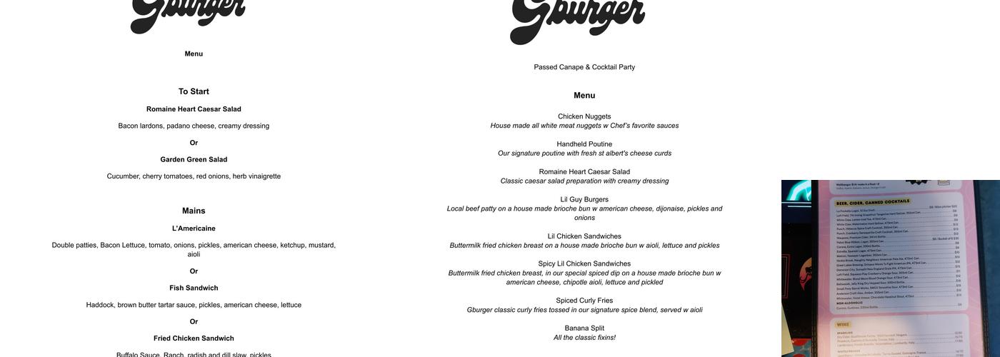 Gburger - Gitanes Burger Menu