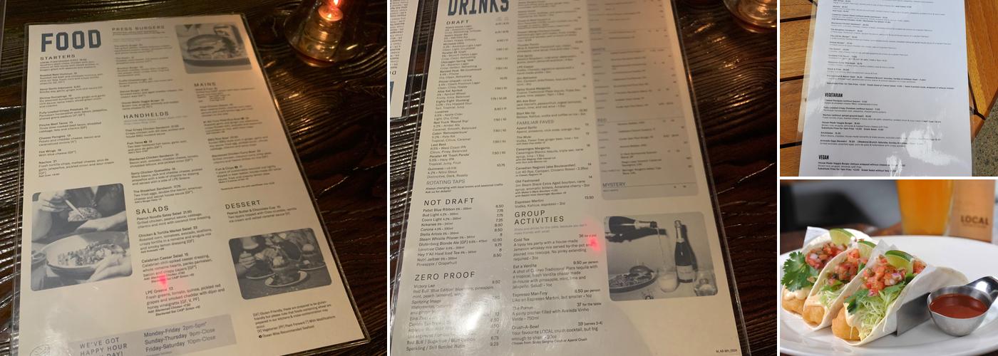 LOCAL Public Eatery 8th Avenue Menu