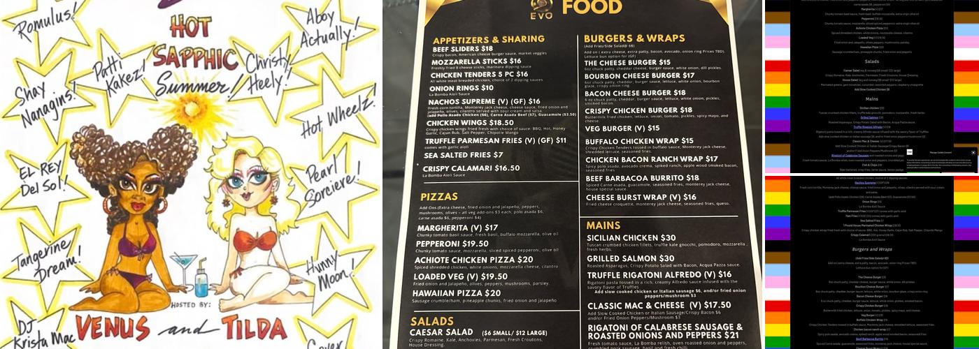 Evolution Wonderlounge Menu