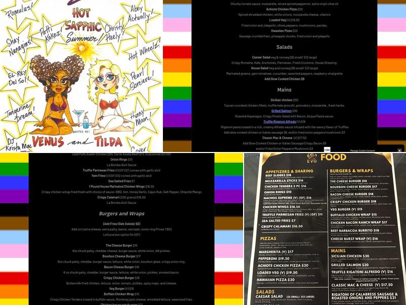 Evolution Wonderlounge Menu