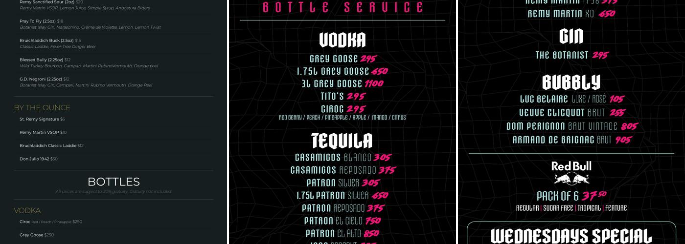 The Chvrch Of John Menu