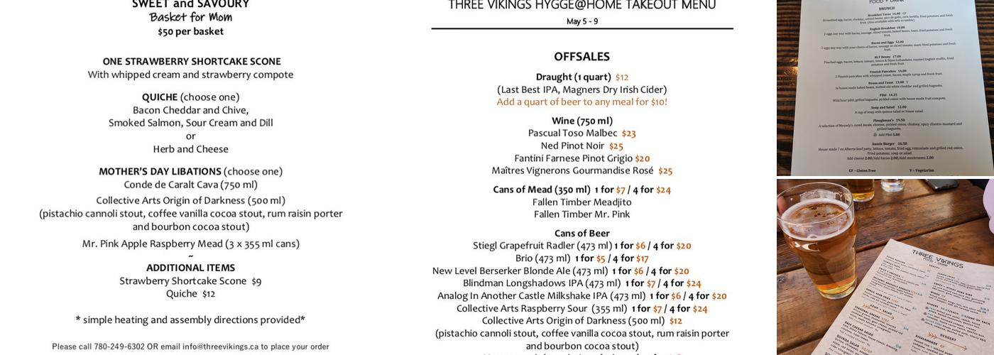 Three Vikings Menu