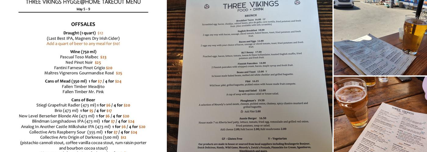 Three Vikings Menu