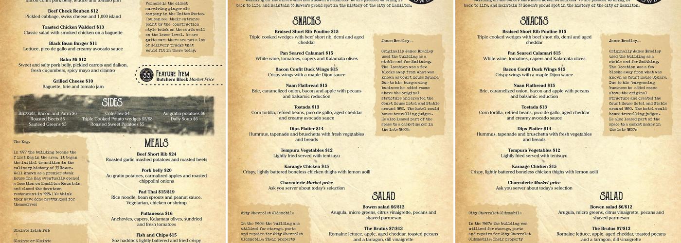 33 Bowen St Parking Menu