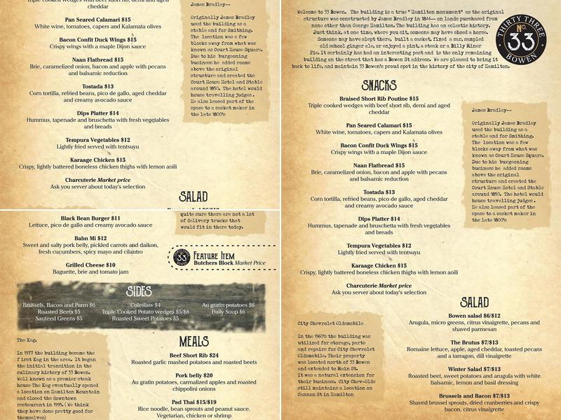 33 Bowen St Parking Menu