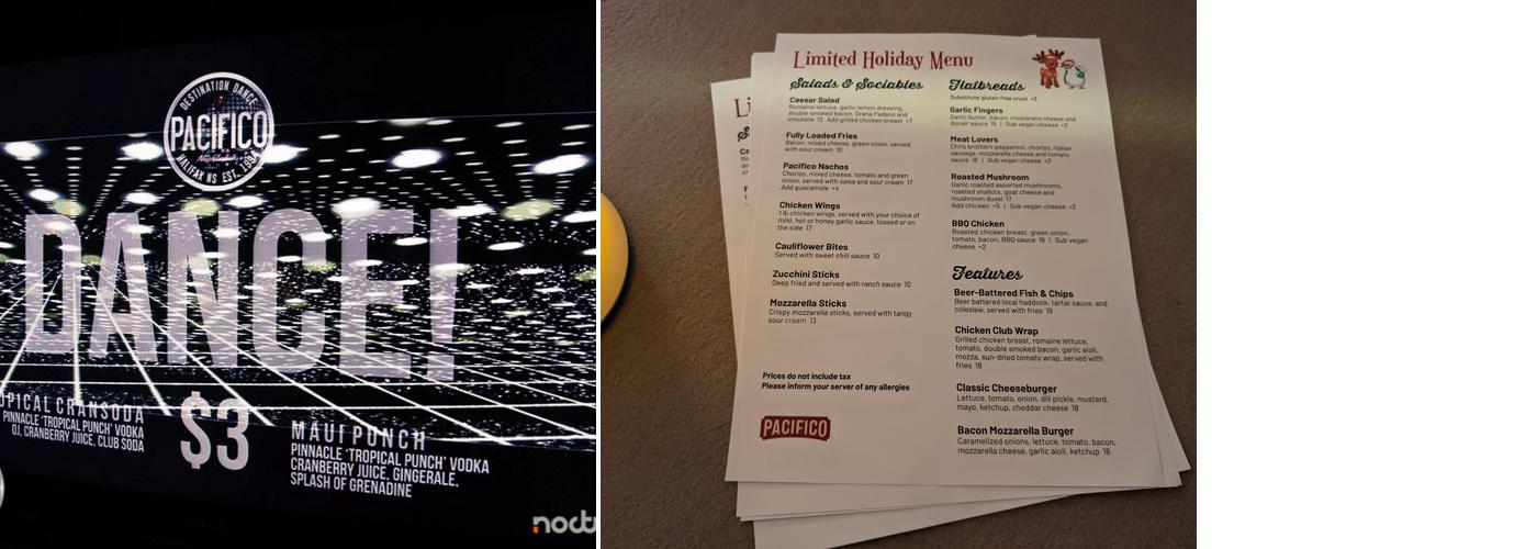 Pacifico Menu